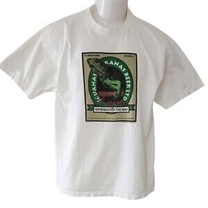 VTG Iguana Ranas Beer LTD Sovereign of the Seas White Graphic T-shirt Mens LG